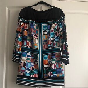 Laundry Multicolor Geometric Pattern Dress with intricate detail throughout NWT